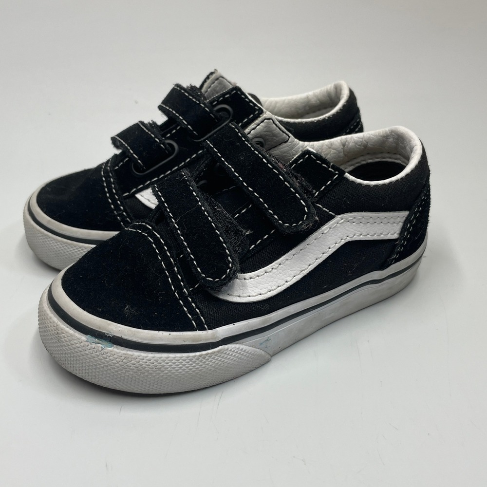 Vans Old Skool V Toddler 6T Black White Suede Canvas Skate Shoes VN0A38JNQ0U